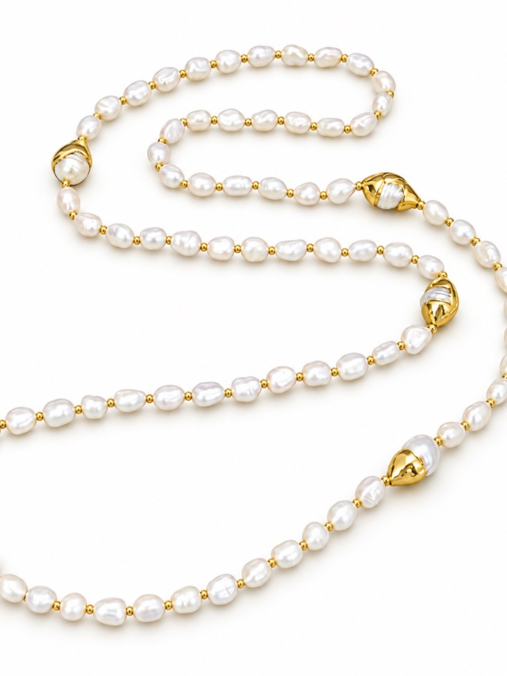 42” Baroque Freshwater Pearl & Gold-Tone Station Necklace